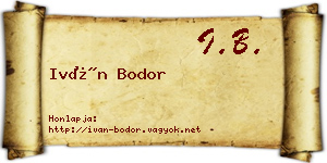 Iván Bodor névjegykártya
